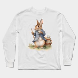 Peter Rabbit having tea Long Sleeve T-Shirt